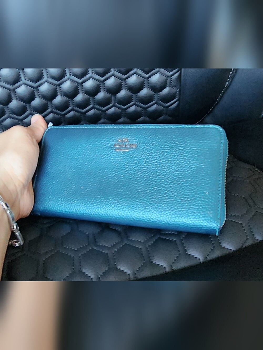 Coach Teal Blue Zipper Wallet